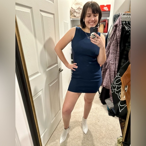 AB studio preppy vintage corpcore business core classic navy sheath dress sz 4 - Picture 7 of 13